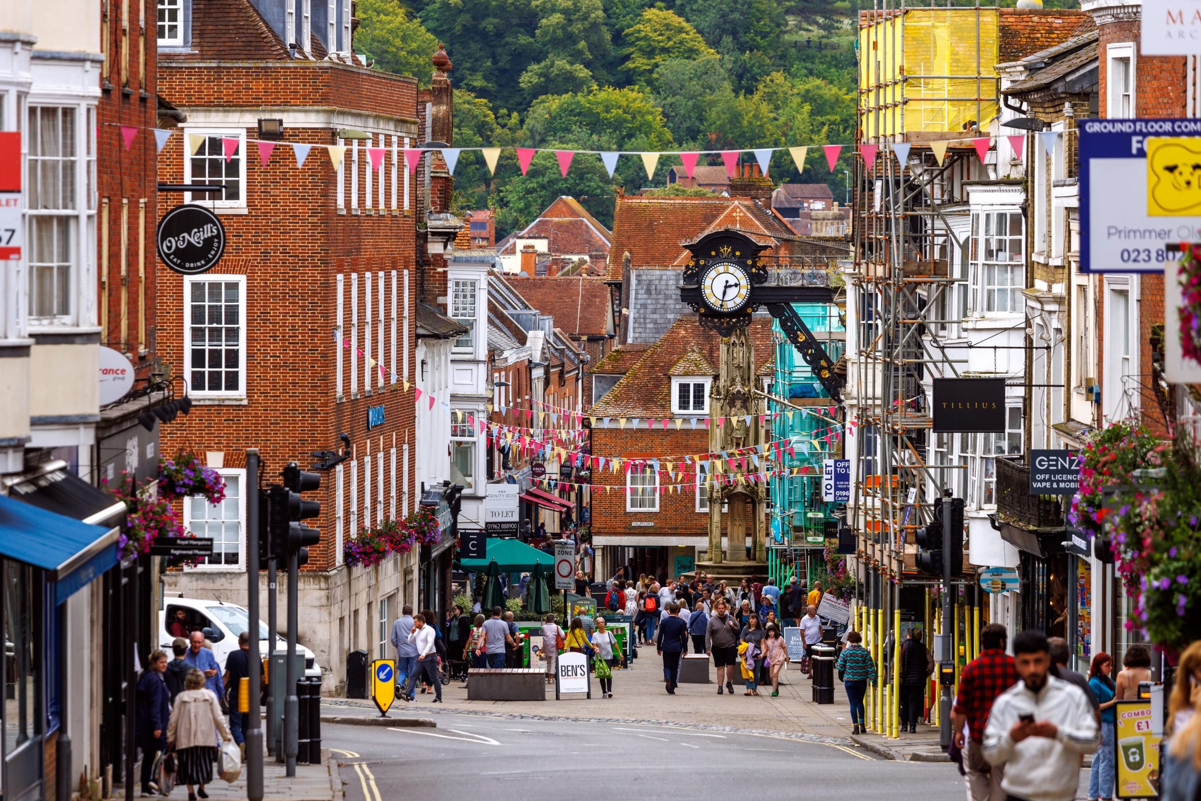 Students on a high street abroad